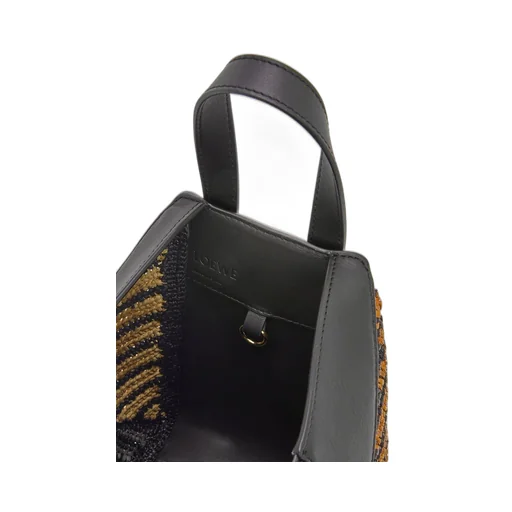Compact Hammock bag in raffia and calfskin