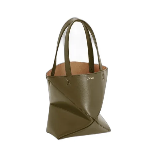 Mini Puzzle Fold tote in shiny calfskin