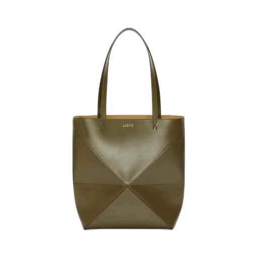 Medium Puzzle Fold tote in shiny calfskin