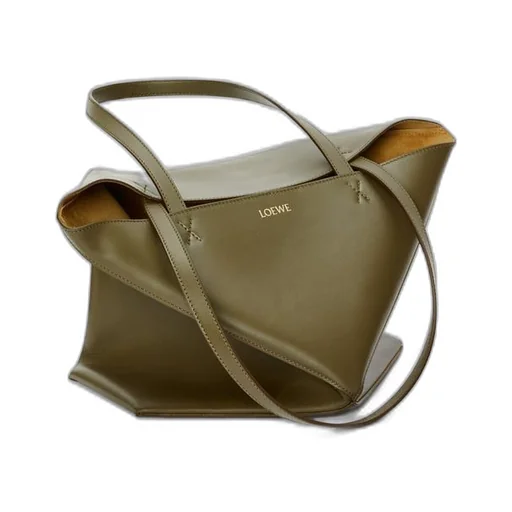 Medium Puzzle Fold tote in shiny calfskin