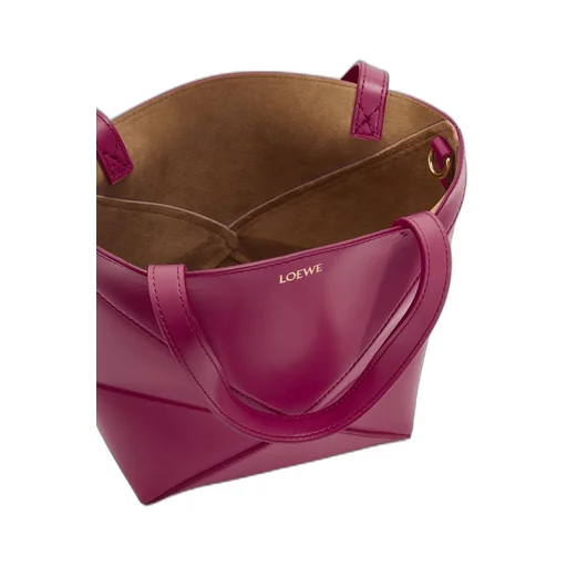 Mini Puzzle Fold tote in shiny calfskin