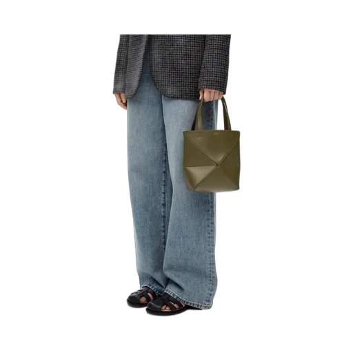 Mini Puzzle Fold tote in shiny calfskin
