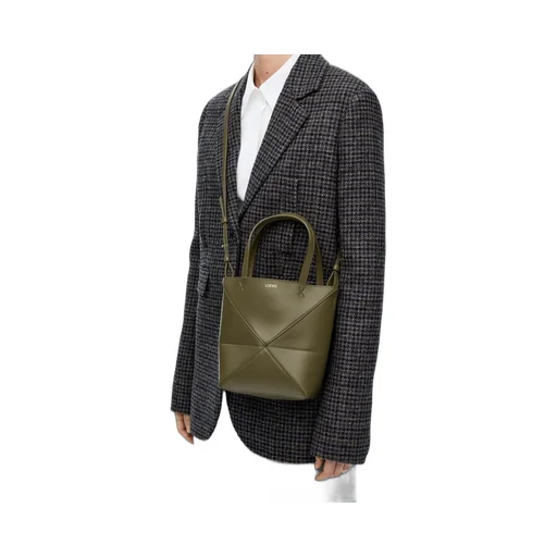 Mini Puzzle Fold tote in shiny calfskin
