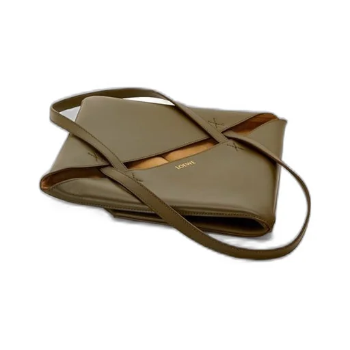 Medium Puzzle Fold tote in shiny calfskin