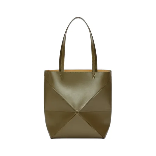 Medium Puzzle Fold tote in shiny calfskin
