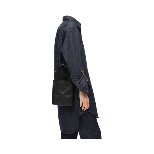 Mini Puzzle Fold tote in shiny calfskin