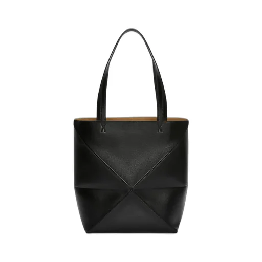 Medium Puzzle Fold tote in shiny calfskin