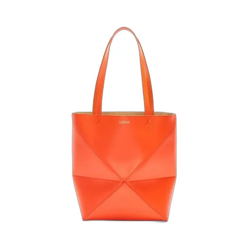 Medium Puzzle Fold tote in shiny calfskin