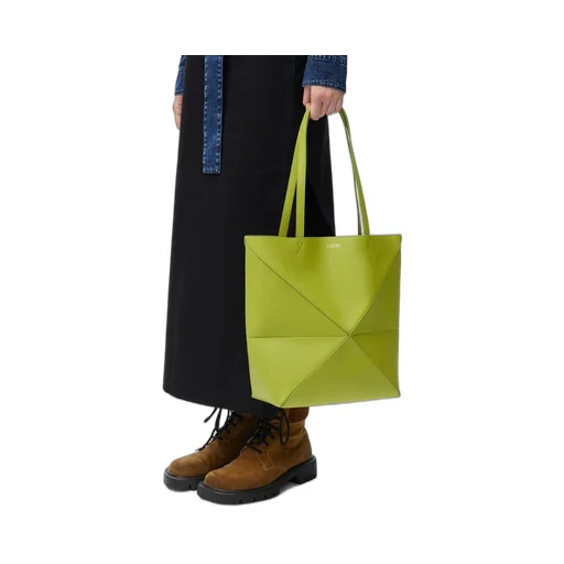 Medium Puzzle Fold tote in shiny calfskin