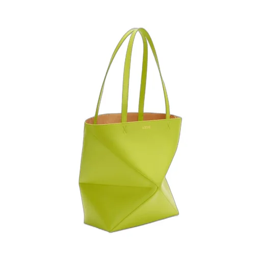 Medium Puzzle Fold tote in shiny calfskin