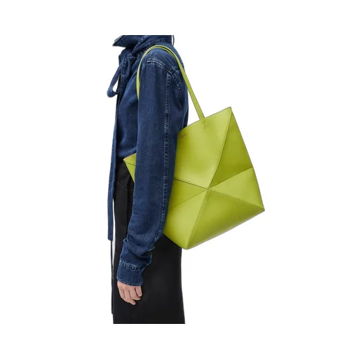 Medium Puzzle Fold tote in shiny calfskin