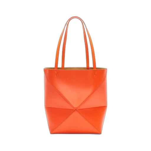 Medium Puzzle Fold tote in shiny calfskin