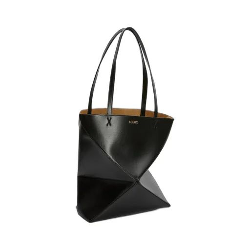 Medium Puzzle Fold tote in shiny calfskin