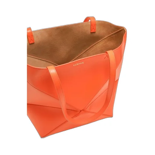 Medium Puzzle Fold tote in shiny calfskin