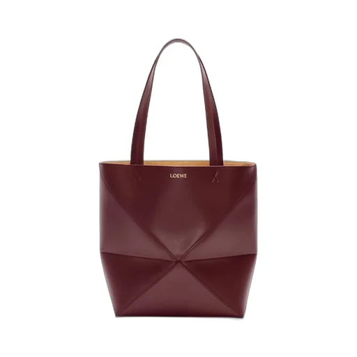 Medium Puzzle Fold tote in shiny calfskin