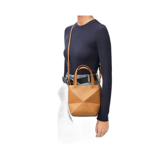 Mini Puzzle Fold tote in shiny calfskin