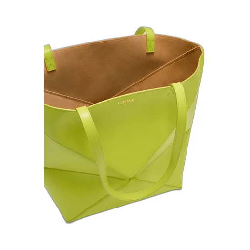 Medium Puzzle Fold tote in shiny calfskin
