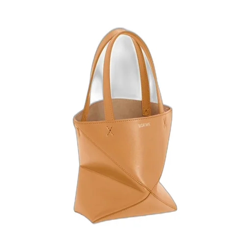 Mini Puzzle Fold tote in shiny calfskin