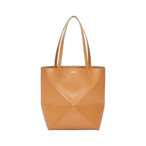 Medium Puzzle Fold tote in shiny calfskin