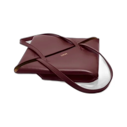 Medium Puzzle Fold tote in shiny calfskin