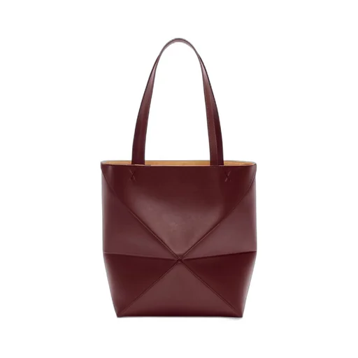 Medium Puzzle Fold tote in shiny calfskin