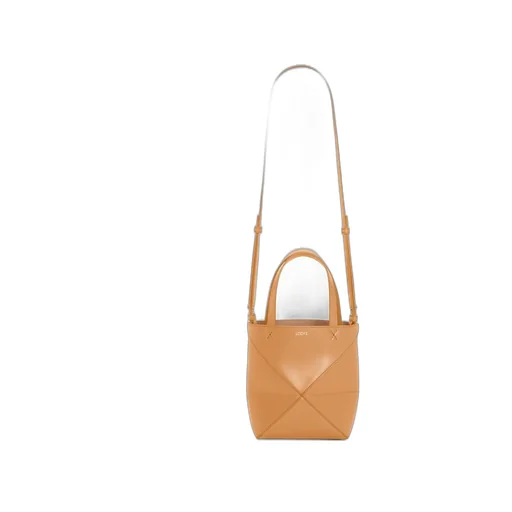 Mini Puzzle Fold tote in shiny calfskin