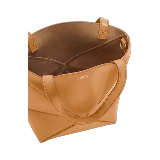 Mini Puzzle Fold tote in shiny calfskin