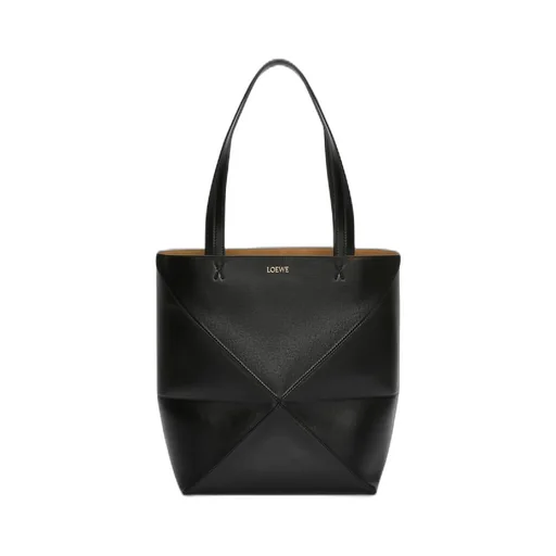 Medium Puzzle Fold tote in shiny calfskin