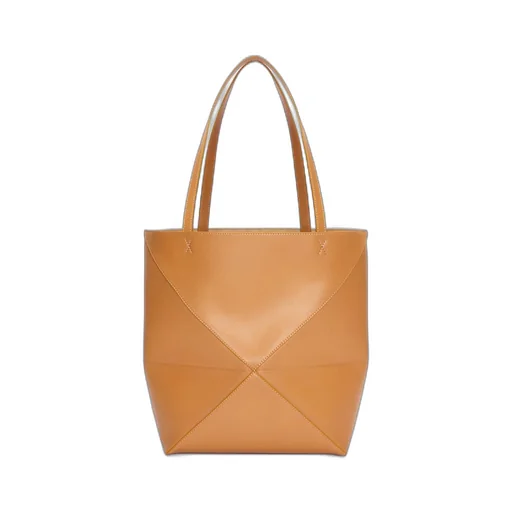 Medium Puzzle Fold tote in shiny calfskin