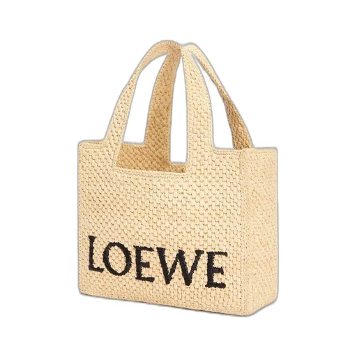 Small LOEWE Font tote in raffia