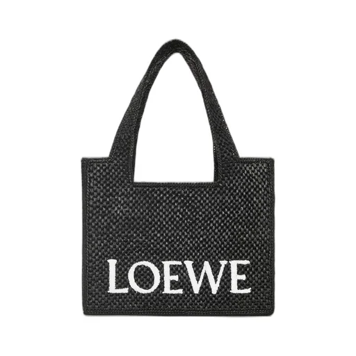 Medium LOEWE Font Tote in raffia