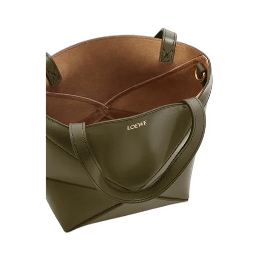 Mini Puzzle Fold tote in shiny calfskin