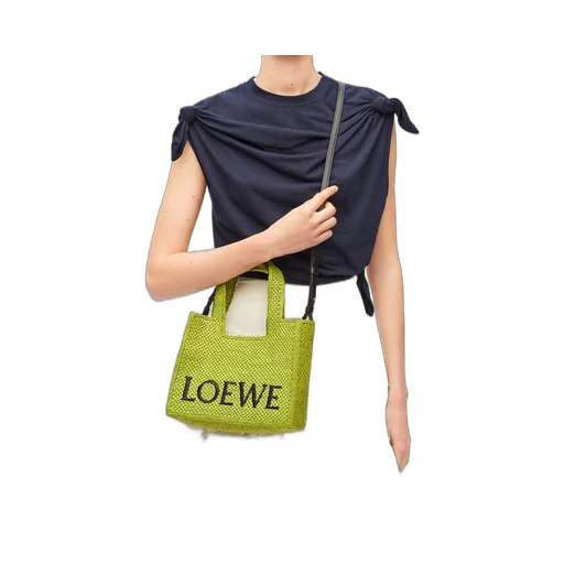 Small LOEWE Font Tote in raffia