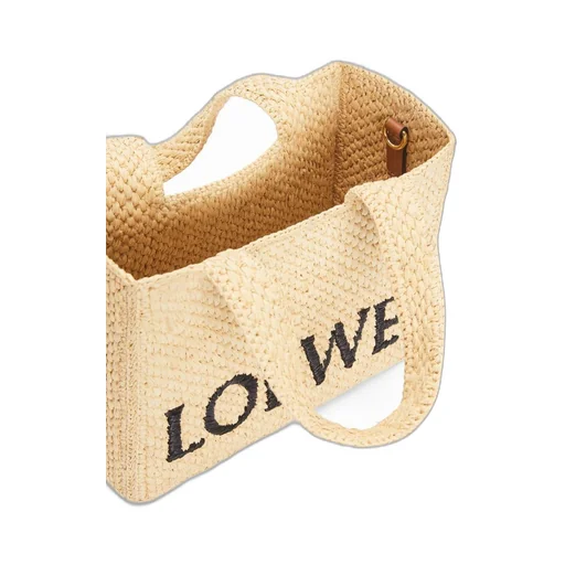 Small LOEWE Font tote in raffia