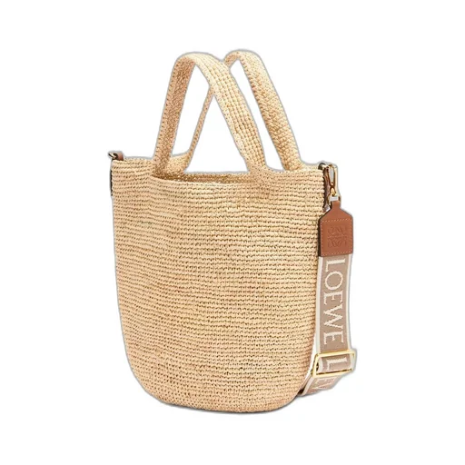 Mini Slit bag in raffia and calfskin