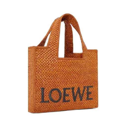 Small LOEWE Font Tote in raffia