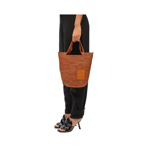 Mini Slit bag in raffia and calfskin