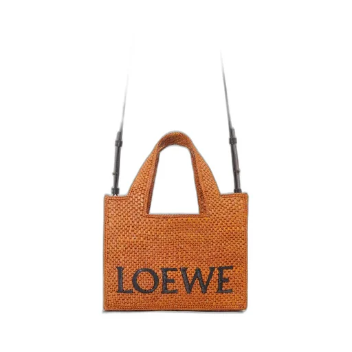Small LOEWE Font Tote in raffia
