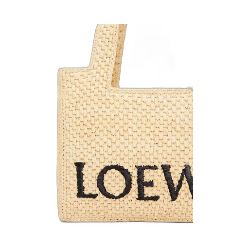 Small LOEWE Font tote in raffia