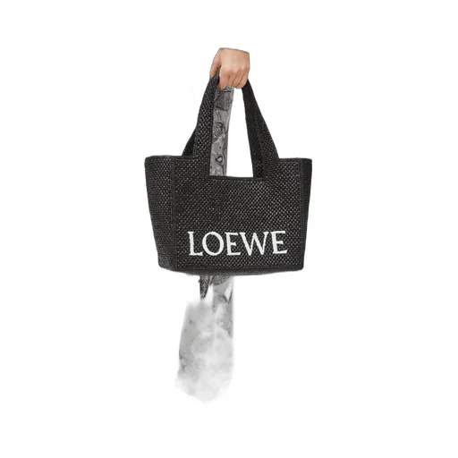 Medium LOEWE Font Tote in raffia