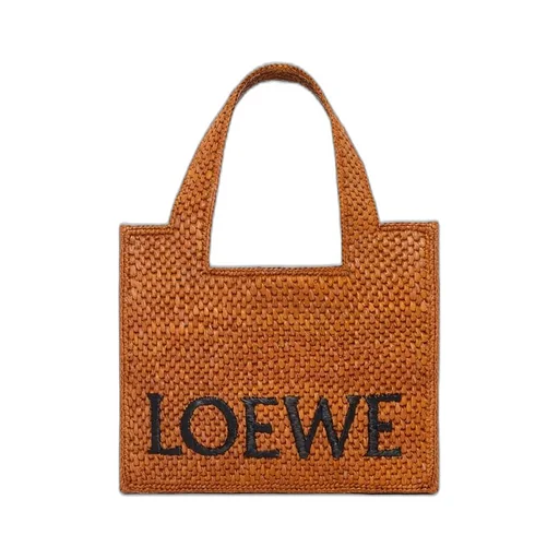 Small LOEWE Font Tote in raffia