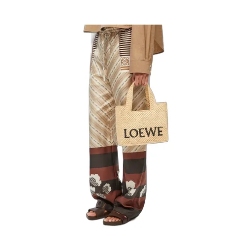 Small LOEWE Font tote in raffia