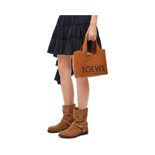 Small LOEWE Font Tote in raffia