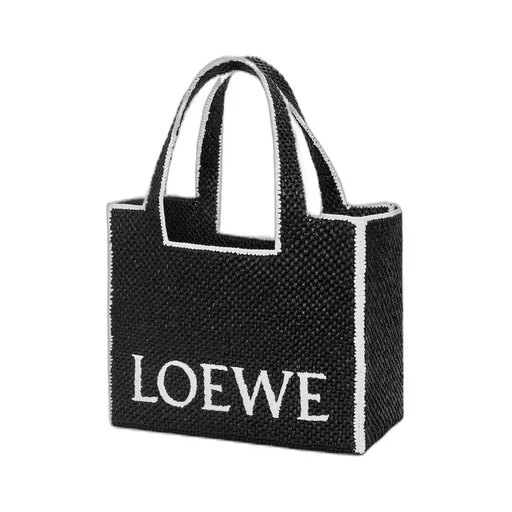 Large LOEWE Font Tote in raffia