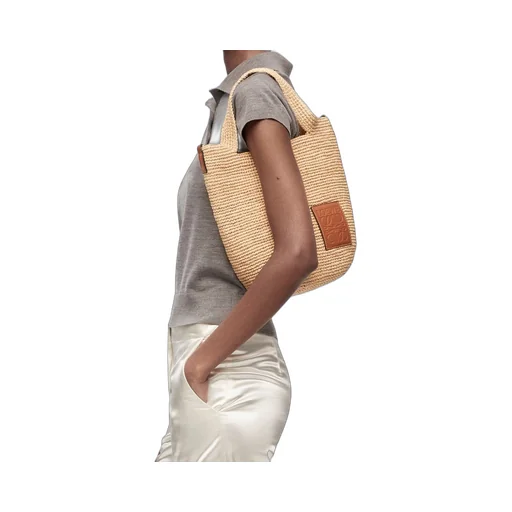 Mini Slit bag in raffia and calfskin