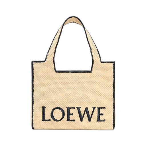 Large LOEWE Font tote in raffia