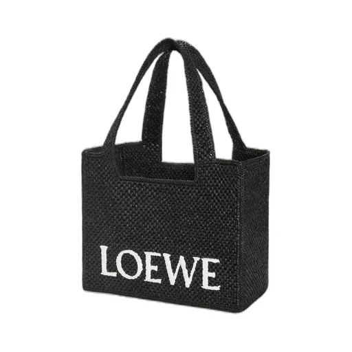 Medium LOEWE Font Tote in raffia