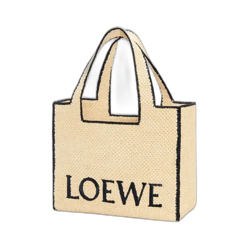 Large LOEWE Font tote in raffia