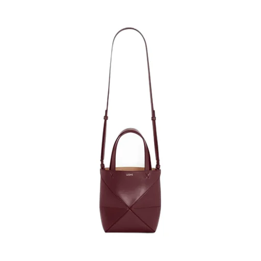 Mini Puzzle Fold tote in shiny calfskin