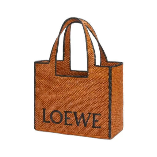 Large LOEWE Font Tote in raffia